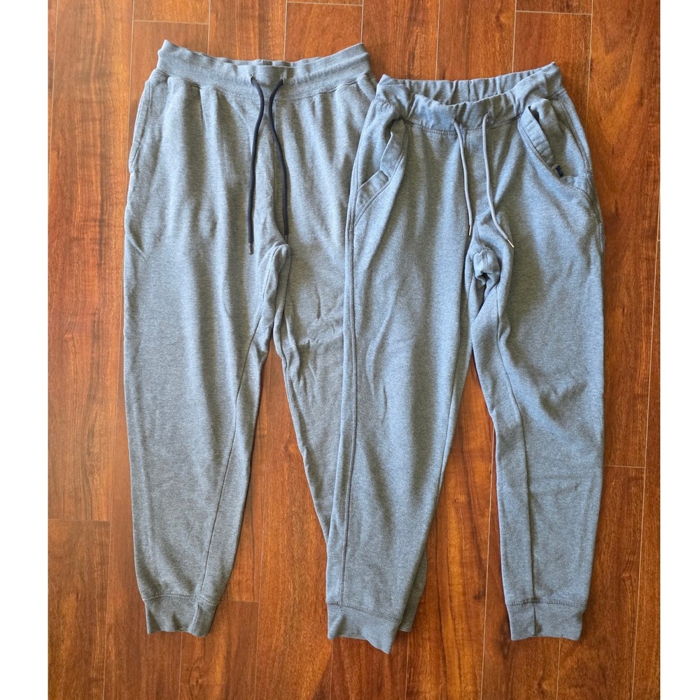 Mens Heather Gray Jogger Sweatpants Set of 2 Tapered Bundle Size S